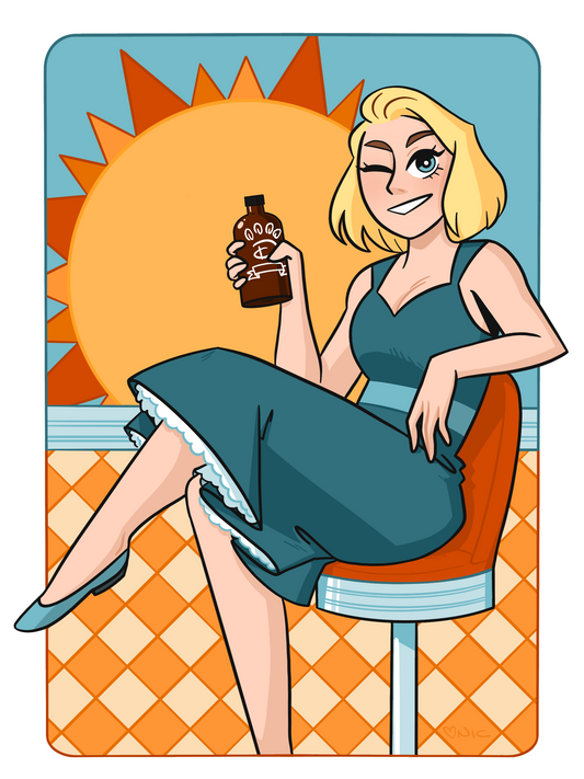 Pin-up vintage dodger artwork drinking dodger coffee